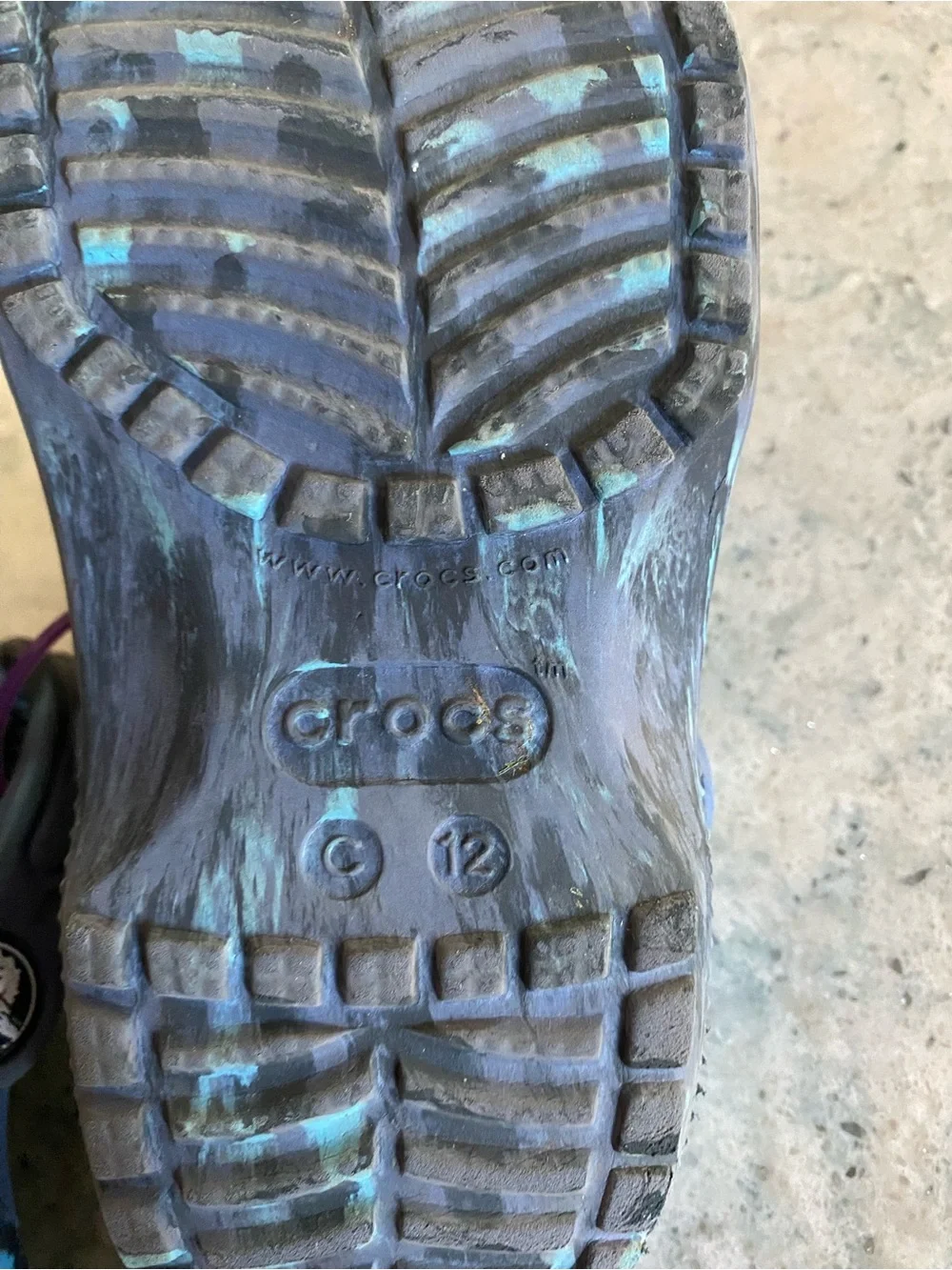 Crocs Kids Classic Clog - Navy with Turquoise Marbled Accents size 12